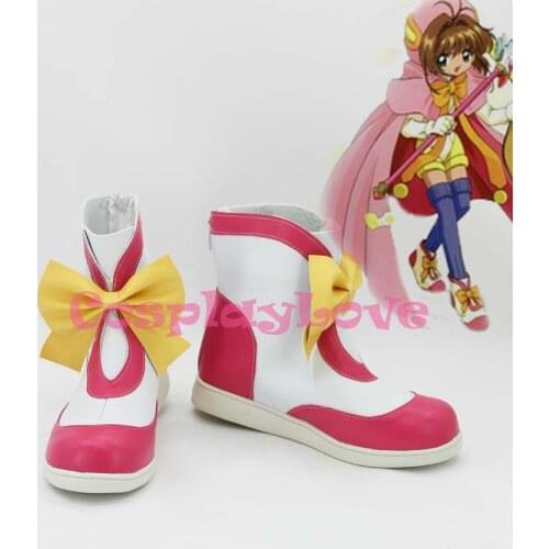 Cardcaptor Sakura Kinomoto Sakura Red White TV Style Cosplay Shoes Boots Hand Made For Halloween Christmas Festival CosplayLove