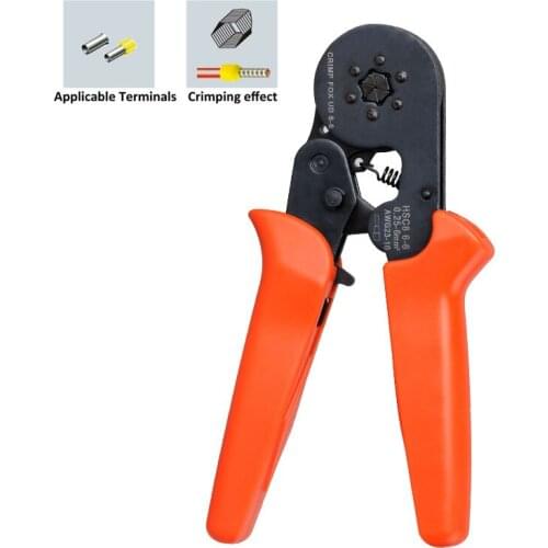 Mini type self adjustable crimping plier for cable end sleeve hexahonal type 0.25-6MM2 terminals crimping pliers