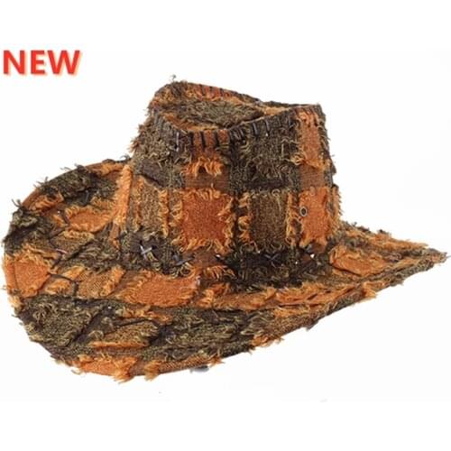 Spring summer western cowboy rider hat outdoor hat cotton sun hat big brim beach hat mens womens hat riding hat