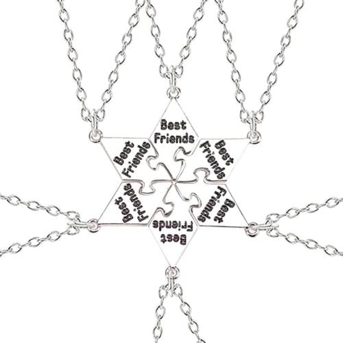 Six-piece Best Friend Pendant Sister Necklace Men And Women Friendship Necklace Accessories
