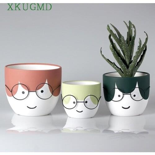 Nordic Ceramic Hand-painted Apple Green Pineapple Plant Cactus Flowerpot Sculpture Decoration Home Decor Ornaments