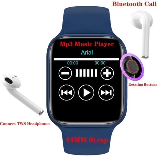 2021 New Women Rotating Buttons Smart Watch Series 6 Bluetooth Call Music Player Connect TWS Headphones For Android&Apple Phone