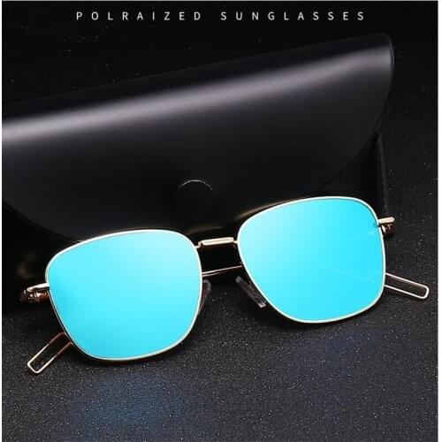 Zowensyh fashion four lenses New color film reflective polarized sunglasses square framed metallic sun glasses women men glasses