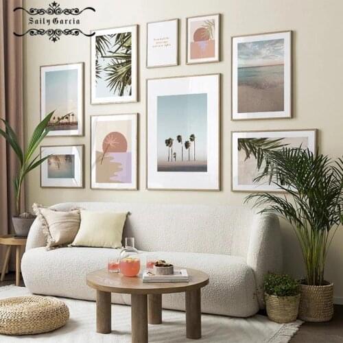 Nordic Modern Seaside Tropical Landscape Poster Canvas Painting Palm Tree Beach Print Wall Art Pictures Living Room Home Decor