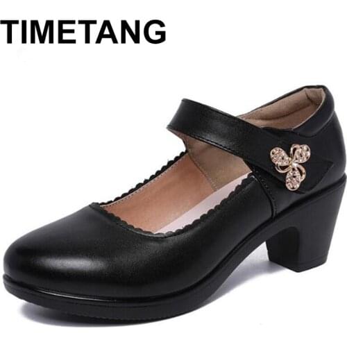TIMETANG Woman Leather Shoes Leather Shoes High Heels Shoes 2019 Spring Fashion Shoes Plus Size Women High Heel Shoes 5 8 10 Cm