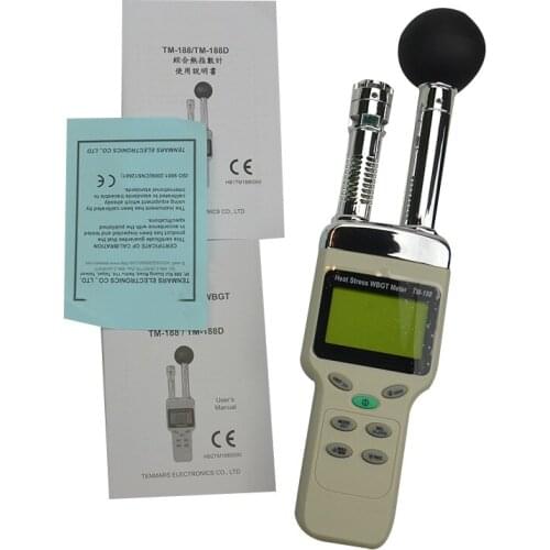 TM-188 Heat Stress WBGT Meter Accurate Measurement for Effects of Temperature Humidity and Direct or Radiant Sunlight