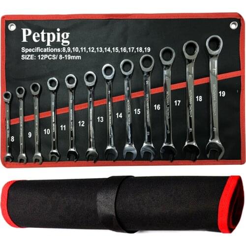 Ratchet 72 Teeth Car Key Wrench Hand Tool Set Car Repair Tools Keys Ratchet Spanner Universal Ratcheting Wrench Fixed Head