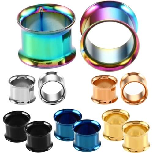 2Pcs/lot Steel Ear Plugs and Tunnels Flared Rose Gold Ear Tunnels Ear Piercings Ear Gauges Piercings Earlets Body Jewelry