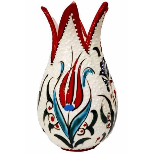 HANDMADE HANDMADE TULIP VASE-FATURALI-FREE SHIPPING SABLE BRUSH BOYAMA-16 CM-ORIGINAL KUTAHYA HAS ÇİNİSİ