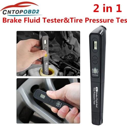 Universal Brake Fluid Tester Tire Pressure Test 2in1 Car Tire Pressure Monitor Vehicle Accurate Oil Quality Check Pen TPMS Tool