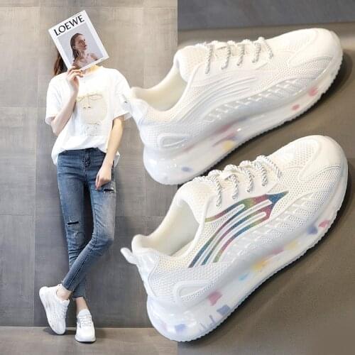 Large Size Womens Shoes Air Cushion Camouflage Suction Film Bottom Old Shoes Women New Breathable Casual Sports White Shoes