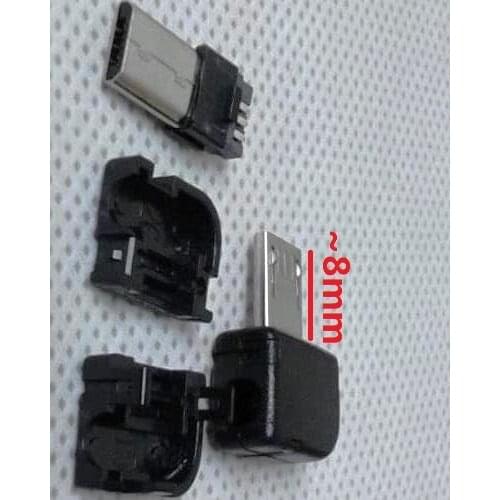 100pcs DIY Right Angel 90 Degree Long Micro USB Type B Male 5pin three Piece Assembly Connector Plug Socket
