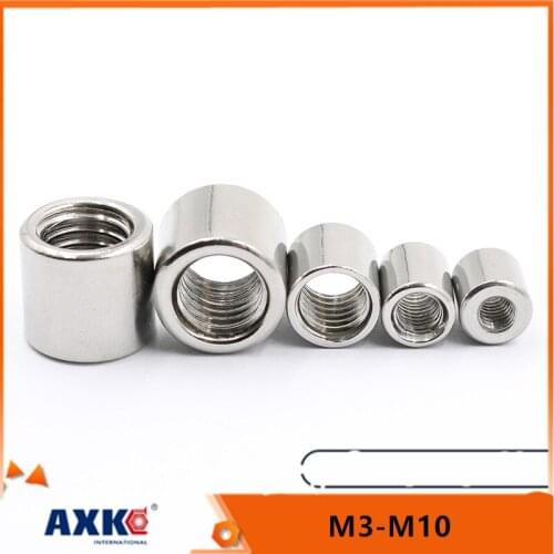 2/10pcs M3 M4 M5 M6 M8 M10 304 Stainless Steel Extend Long Lengthen Round Coupling Nut Connector Joint Sleeve Tubular Nut