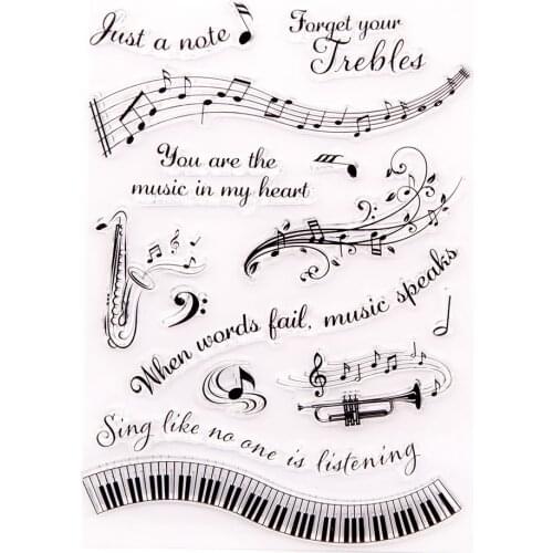2021 Musical Instrument Clear Stamps DIY Scrapbooking Craft Supplies Silicone Seal Custom Card Photo Album ink pad Stamping