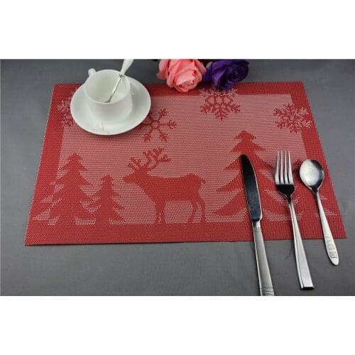 4pcs/lot High Quality placemat pvc placemat western pad dining table mat jacquard christmas series EJI 0818