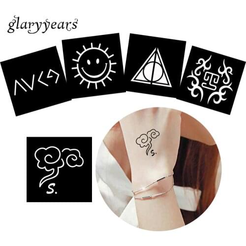 5 Pieces Hollow Henna Tatoo Stencil Airbrush Painting Sun Smile Face Pattern Body Art Mehndi Indian Tattoo Template Holiday G#18