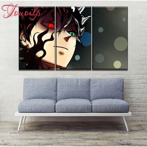 TOUOILP Full 3pcs,5d diy Anime Black Clover Diamond Painting Cross Stitch home,square&round Diamond Embroidery,Diamond mosaic