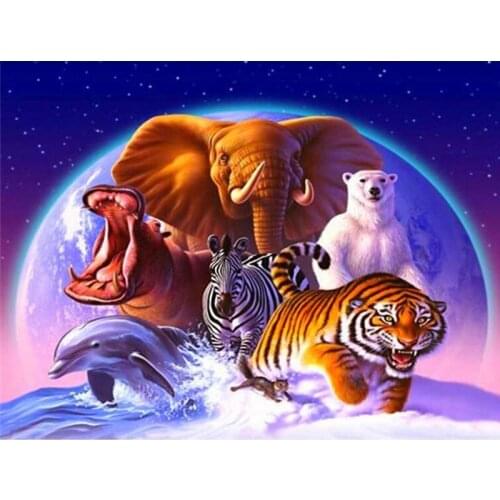 New Style Diamond Painting Animal Full Square Round Drill Handicraft Art Diamond Embroidery Elephant Mosaic Home Decoration