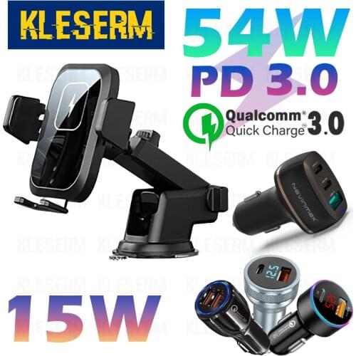Qi 15W Car Wireless Charger Phone Holder for Samsung S9 S10 S20 S21 Ultra Induction Car Charger Mount for iPhone 12 11 Pro Max 8