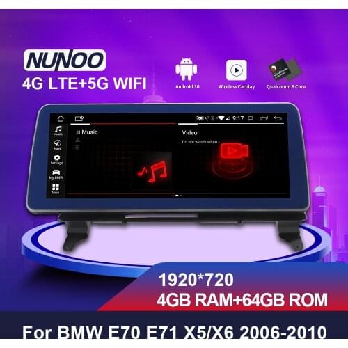 Nunoo Car DVD Player Autoradio Android 10.0 For BMW X5 E70 X6 E71 2006-2018 CCC CIC NBT EVO System GPS Navigation Multimedia IPS
