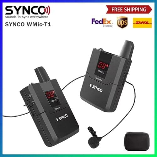 SYNCO WMic-T1 UHF Mic Wireless Lavalier Microphone System for Camera Smartphone Digital SLR 16 ChannelWireless Video Interview