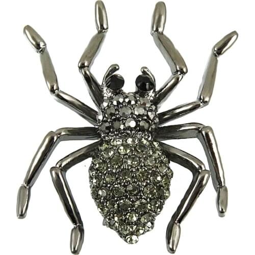 TianBo Black Spider Brooch for Personality Gothic Women Steampunk Broches Crystal Insects Broach Bouquet Collar Accessories
