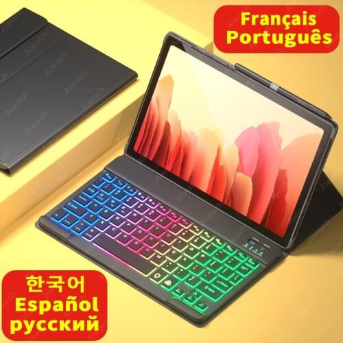 Rainbow Keyboard Funda For Samsung Galaxy Tab S6 Lite Case With Pencil Holder Backlight Keyboard Case For Samsung Tab A7 S7 Case