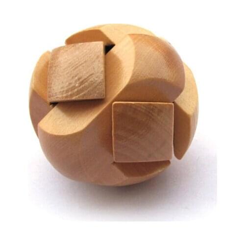 Football-shaped IQ Wooden Burr Puzzle Brain Teaser Game for Adults