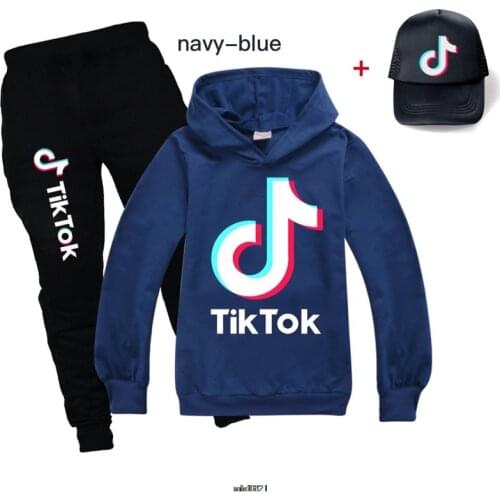 Tik Tok Children Clothing Spring Teenager Girls Clothes Hoodie+Pants+Hat Outfit Suit Kids Tracksuit For Boys Clothing Sets 2-16Y