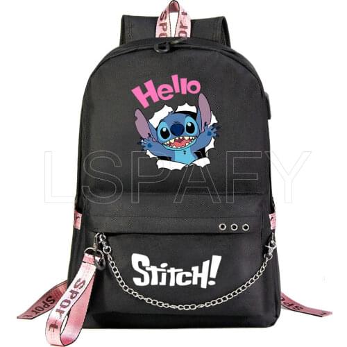 Disney Stitch School Backpack 3D Print Laptop Travel Bag Teenage Boys Girls School Bag Usb Charging Teenagers Laptop Mochilas