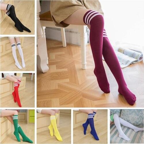 18 styles Women Girls OverKnee Socks Spring and Autumn Three Striped Overknee Socks Sports Football Socks for Female Students