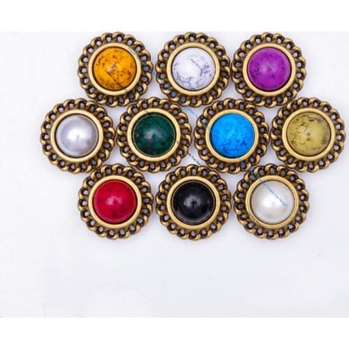 18MM Brass Turquoise Bead Fashion Round Chain Side Leathercraft Western Headstall Saddle Belt Handbag Conchos Screw Back