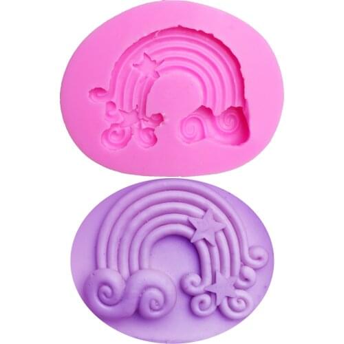 M0619 Rainbow Cloud Silicone Mold Cake Fondant Decorating Tools 3D Chocolate Candy Molds