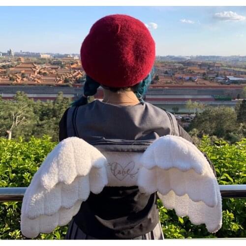 Angels Wings Japanese Harajuku Sweet Lolita Girl Fairy Bag White Backpack Cute Knapsack Plush Cosplay Soft Sister Accessories