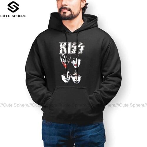Mens Kiss Band Kiss Hoodie Cool Long Length Cotton Hoodies Winter Streetwear Pullover Hoodie X
