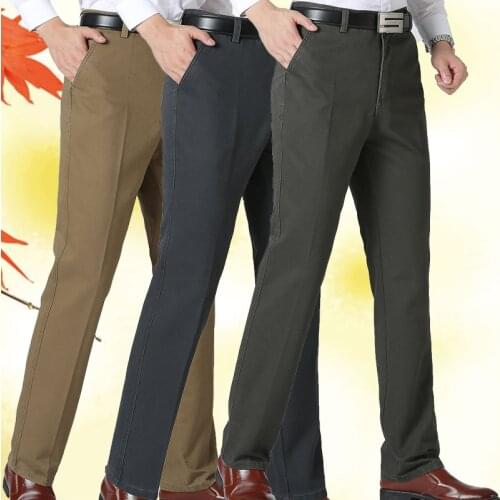 2021Autumn and winter Men Straight Casual Pants Office Business Fashion Cotton Brand Trousers Loose Pant High Waist Man Trouser