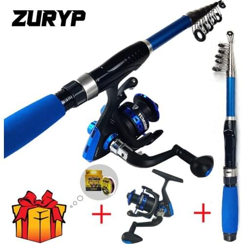 ZURYP 1.1m-1.7m Novice Fishing Set Fishing rod reel set Telescopic Spinning Fishing set Portable Ultralight Rod and Reel combo