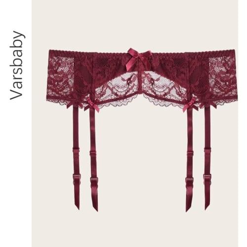 Varsbaby Ladies sexy floral lace bow underwear comfortable S M L XL garters 4 colors for women