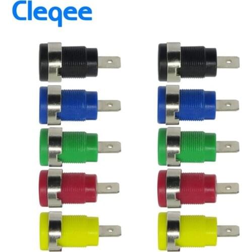 NEW Cleqee P3007 2Pcs/set 4mm Nickel Plated Binding Post Banana Jack Socket Plug Electronic Repair Tool Multimeter Accessories