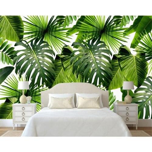 Beibehang Modern silk cloth wallpaper simple fresh rain forest plant banana leaf pastoral papel de parede wall paper background