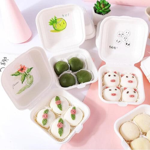 15*15*12cm Disposable Lunch Box Healthy Material Fruit Salad Hamburger Bento Box Cake Food Container Organizer Can Writing