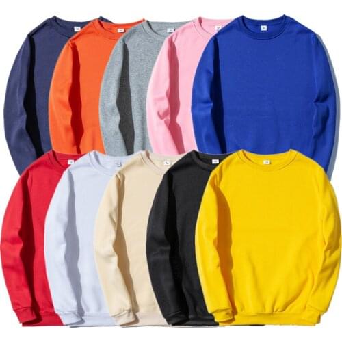 O-Neck Solid Sweatshirts Hoodies Autumn Winter Warm Fleece Sweatshirt High Quality Men Tops Male Brand Hip Hop Pullover Clothing