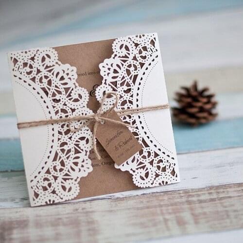 Wholesale price chinese supplier wedding decoration customize pocket laser cut wedding cards