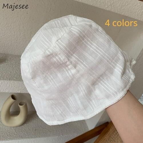 Cotton Bucket Hats Women Campaniform Lightweight Breathable Summer High Street Fashion Female Caps Simple Soft Casual Outdoors
