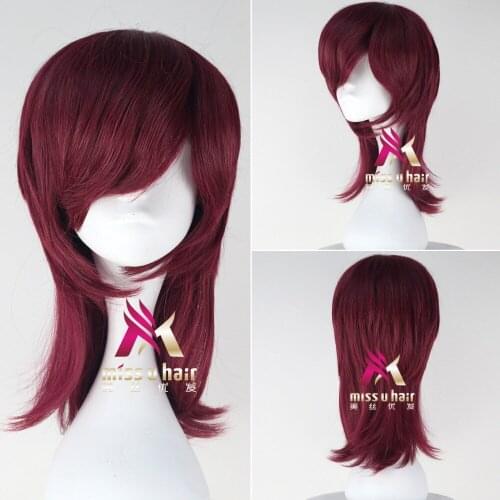 Anime Wig Cosplay Costume Women Short red Synthetic Hair Halloween Party Harukanaru Toki no Naka de Maihitoyo Wigs+wig cap