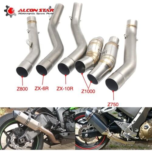 Alconstar-Motorcycle Exhaust Muffler Middle Link Pipe Connector Adapter Slip On for kawasaki Z750 Z800 Z1000 ZX-6R ZX-10R Racing