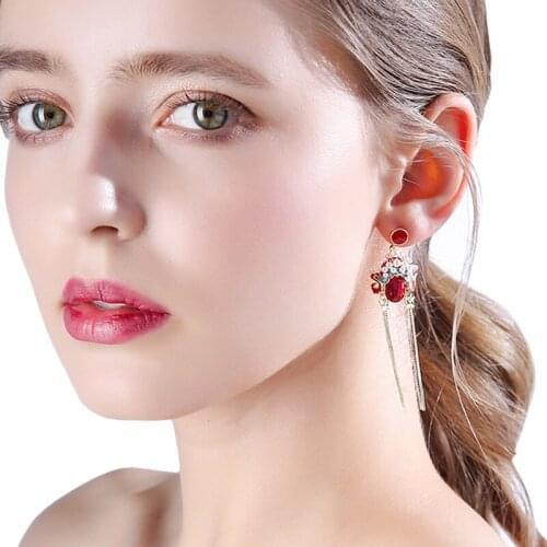 Hot Chinese Style Opera Mask Tassel Earrings for Women Fashion Female Stud Earring Jewelry