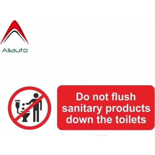 Aliauto Warning Car Sticker Do Not Flush Sanitary Products Down The Toilets Accessories Decal PVC Cover Scratch for Vm,15cm*4cm