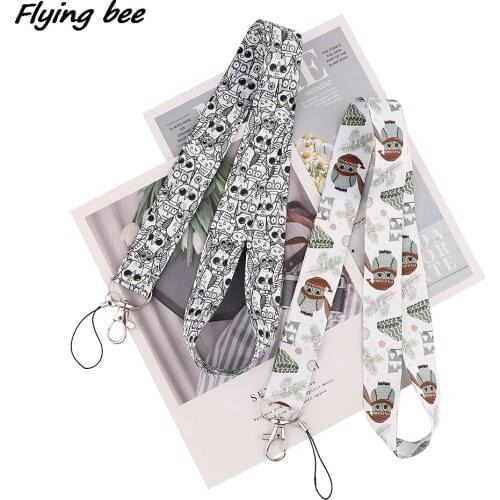 Flyingbee Cute Animal Owl Creative Lanyard Badge ID Lanyards Mobile Phone Rope Key Lanyard Neck Straps Accessories X2012