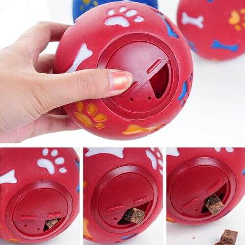 Dog Toy Rubber Ball Chew Dispenser Leakage Food Play Ball Interactive Pet Dental Teething Training Toy Blue Red Diameter7.5/11cm
